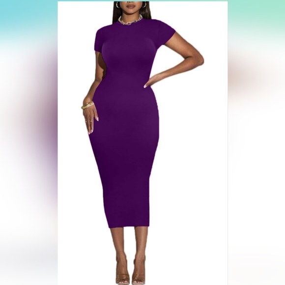 Sumche Bodycon Long Dress Dark Purple Size XL (New) - Picture 3 of 15
